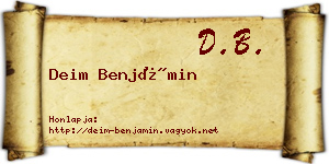 Deim Benjámin névjegykártya