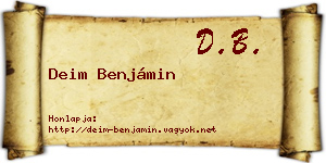 Deim Benjámin névjegykártya
