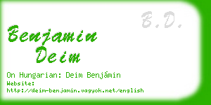 benjamin deim business card
